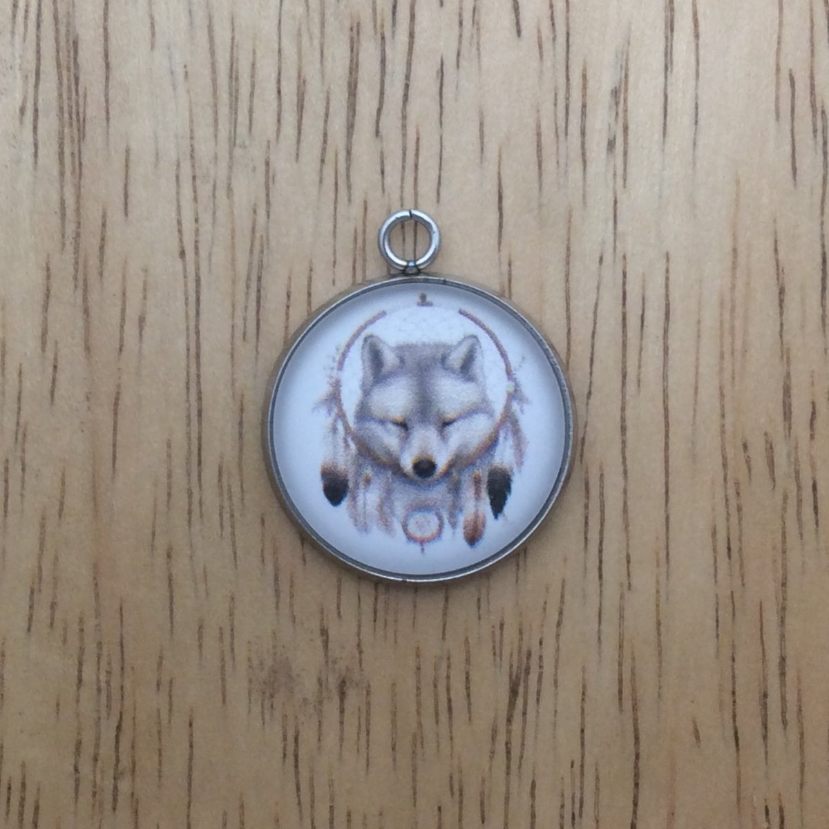  wolf dreamcatcher glass cabochon charm