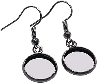 pair of stainless steel fishhook earlier earrings with 14mm blank cabochon bases for custom earrings