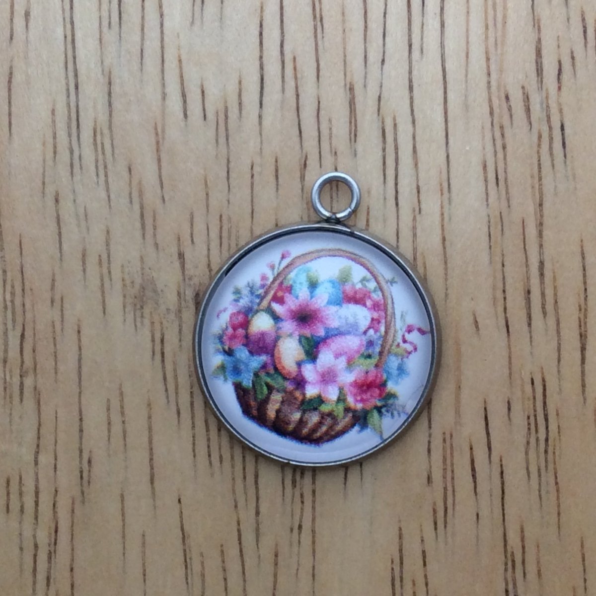 easter basket glass cabochon charm