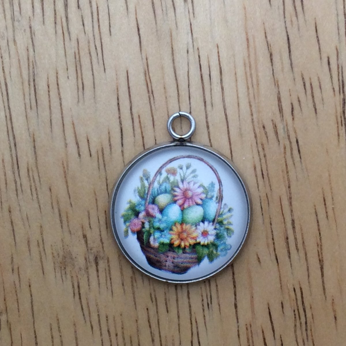 easter basket glass cabochon charm