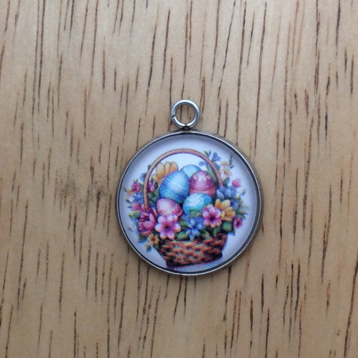 easter basket glass cabochon charm