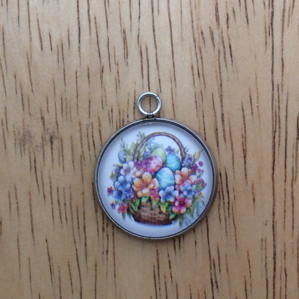 easter basket glass cabochon charm