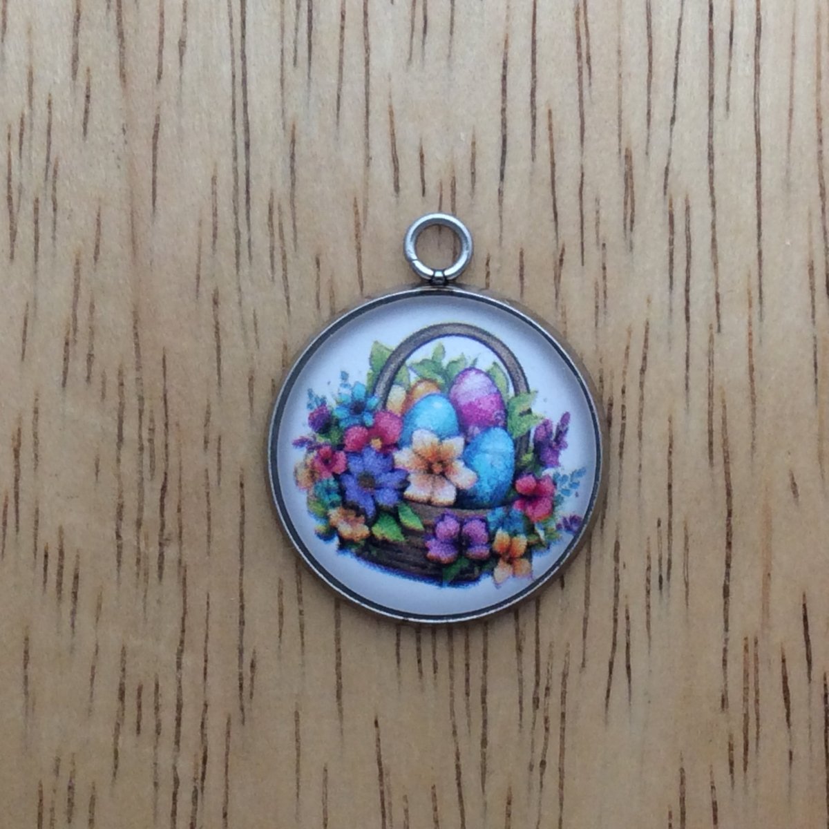 easter basket glass cabochon charm