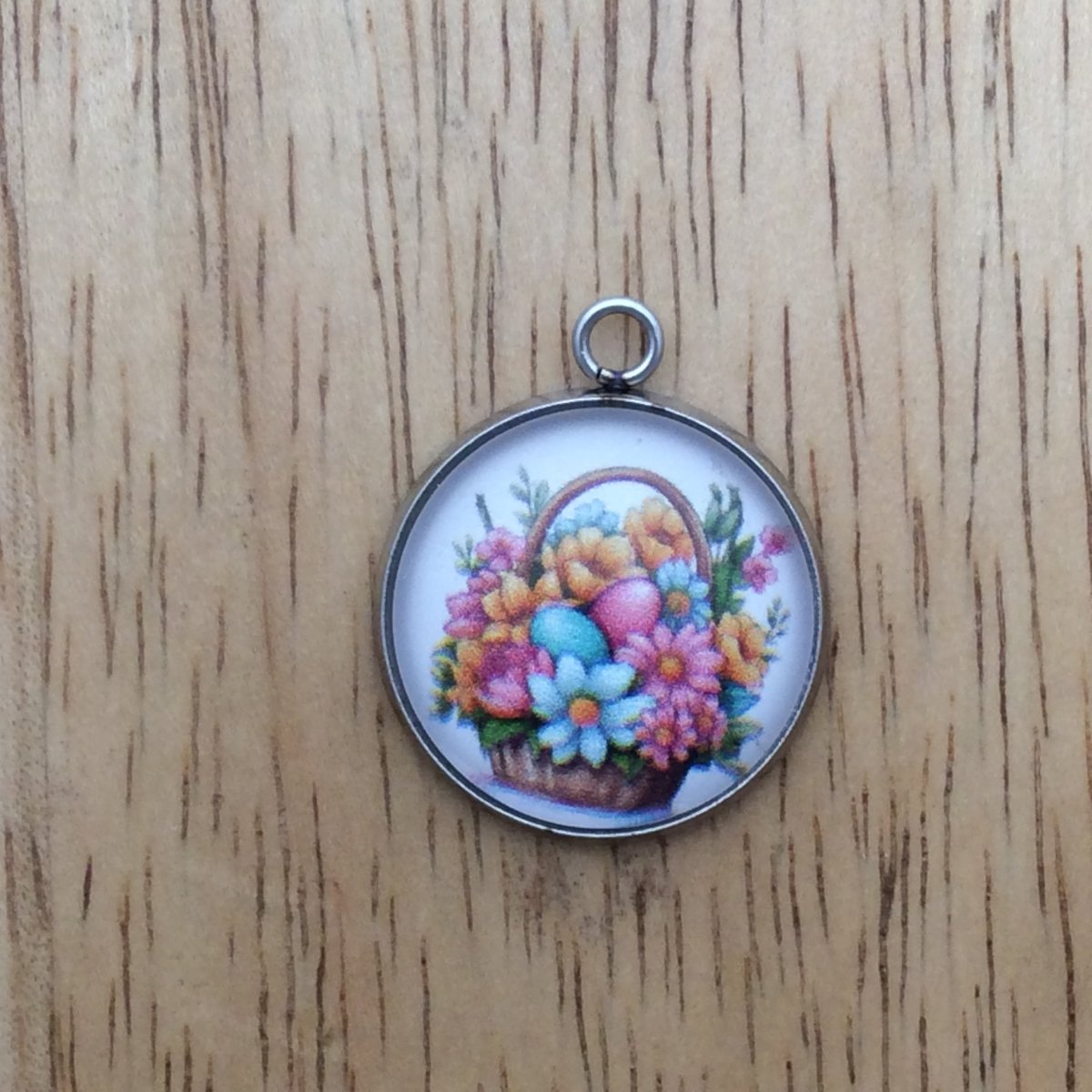 easter basket glass cabochon charm