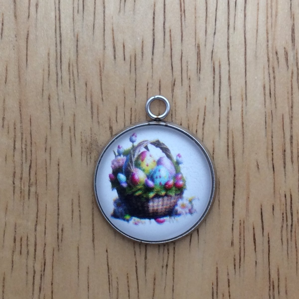 easter basket glass cabochon charm