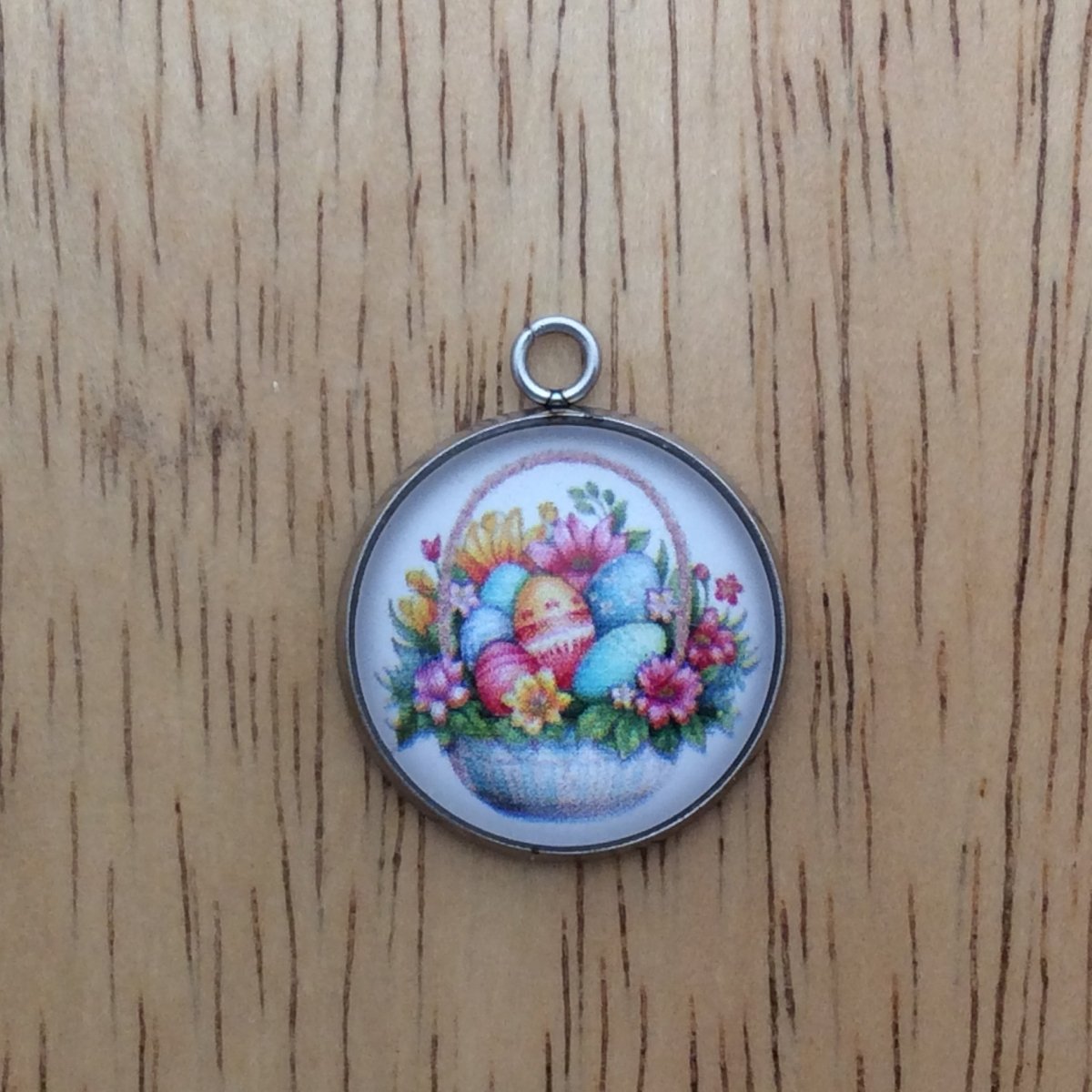 easter basket glass cabochon charm