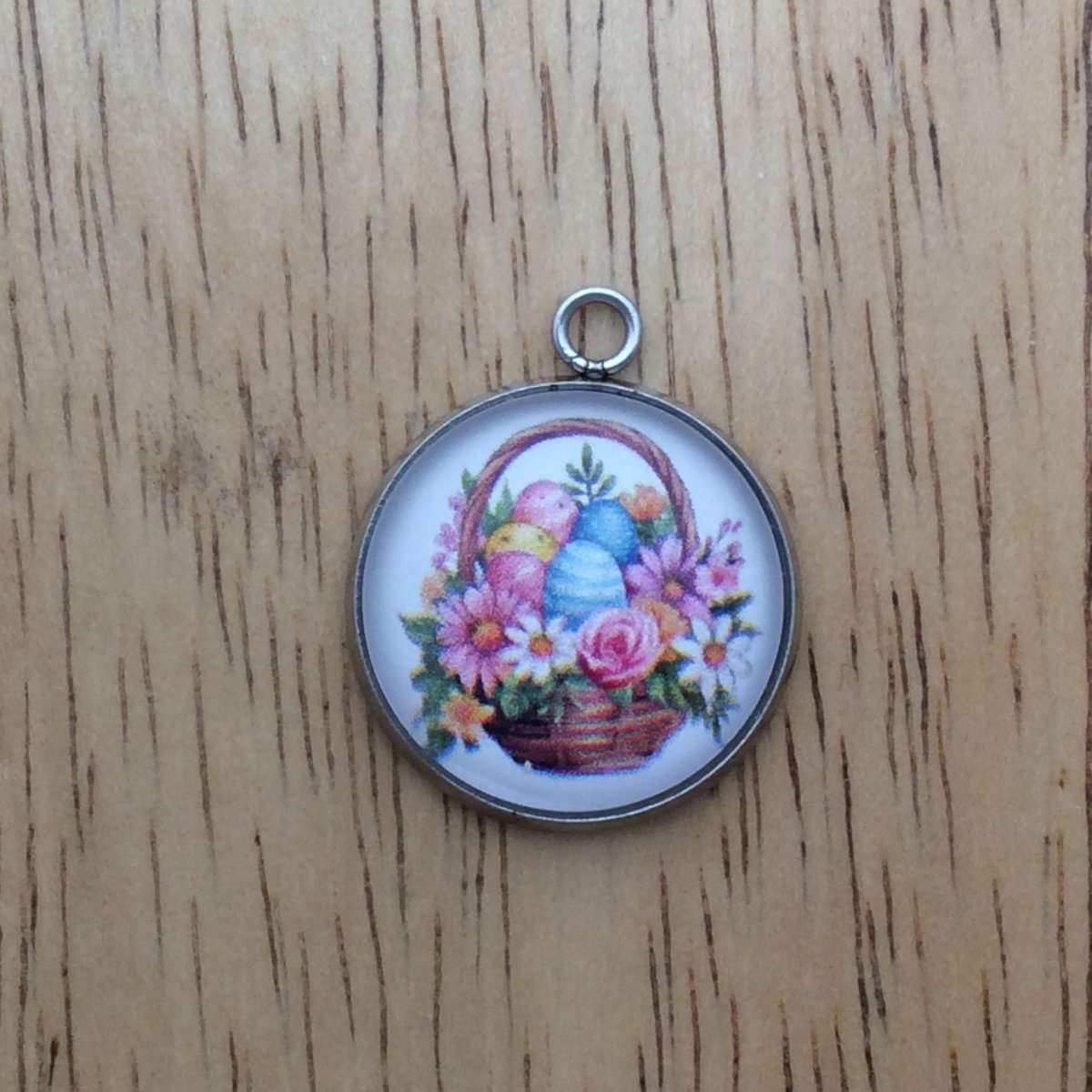 easter basket glass cabochon charm