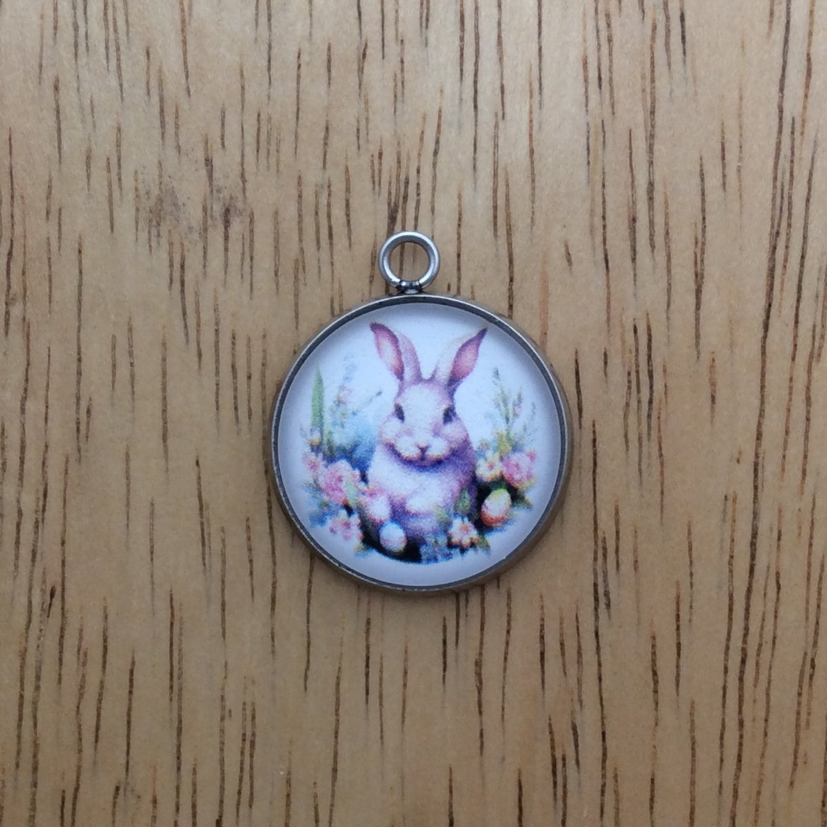 9 Easter Bunny glass cabochon charm