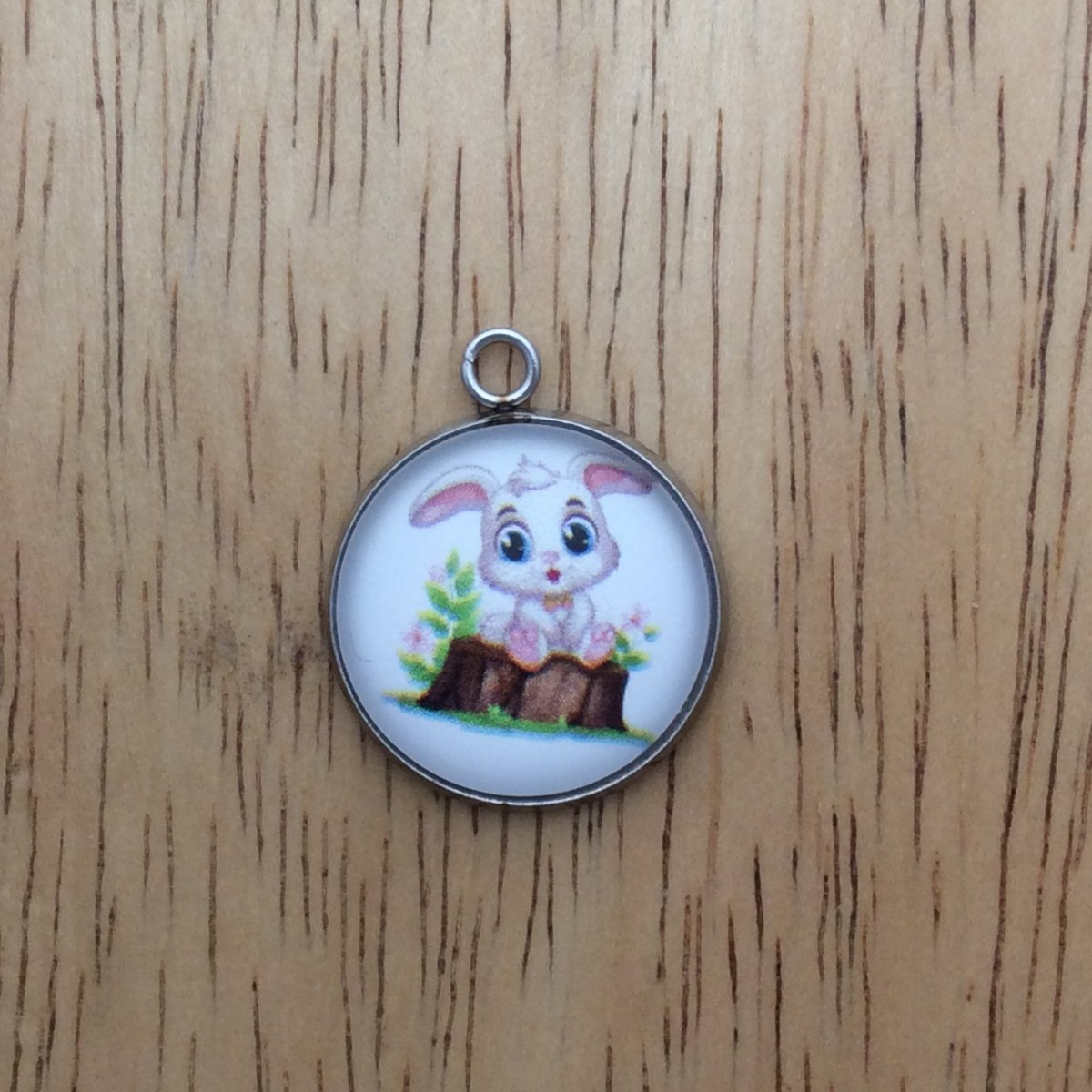 9 Easter Bunny glass cabochon charm