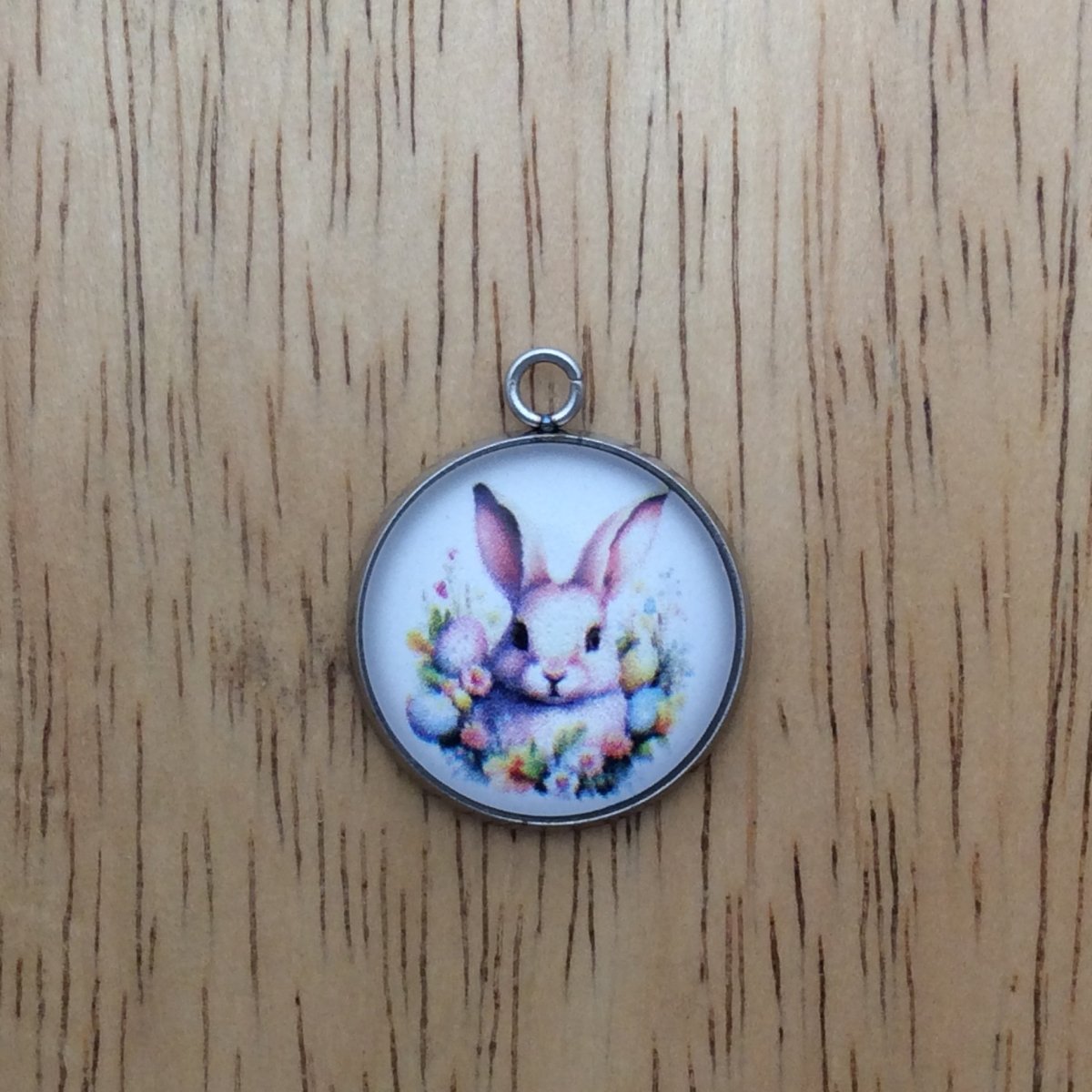 9 Easter Bunny glass cabochon charm