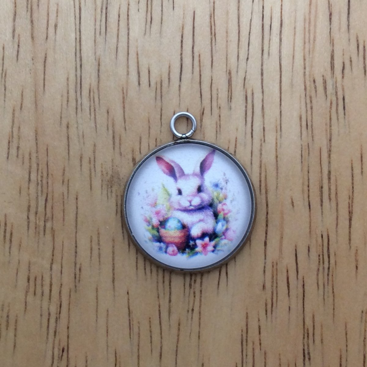 9 Easter Bunny glass cabochon charm