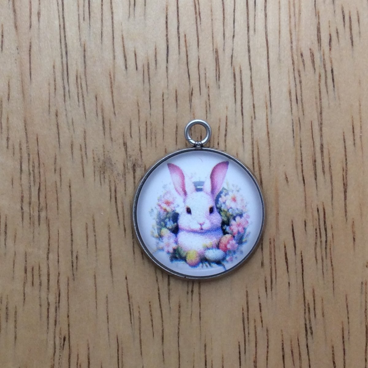 9 Easter Bunny glass cabochon charm