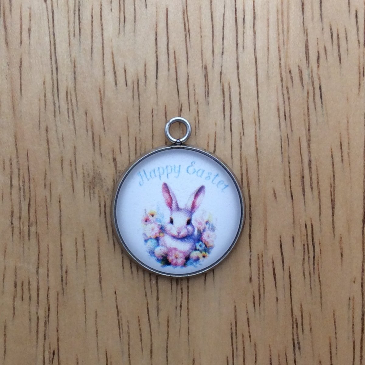 9 Easter Bunny glass cabochon charm