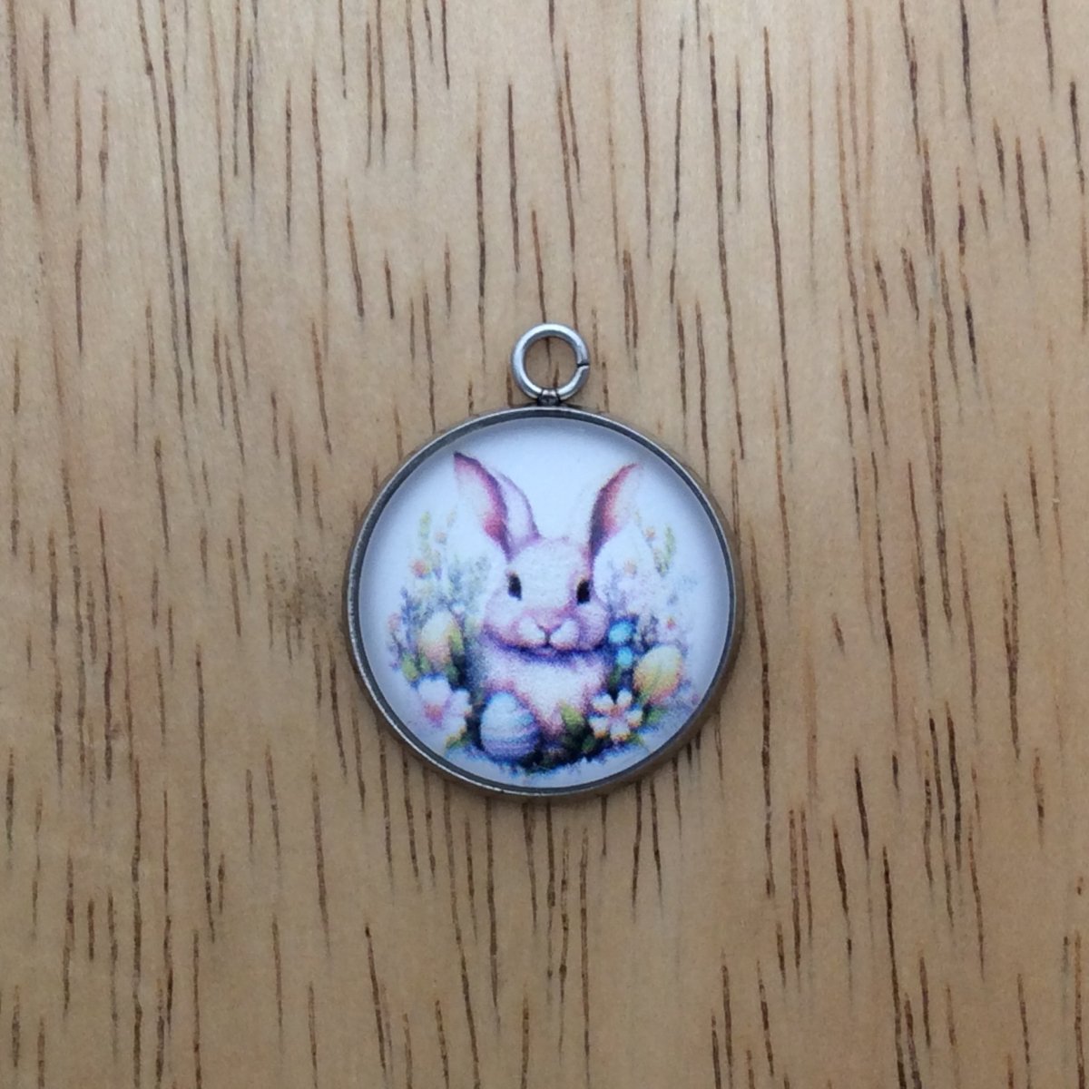 9 Easter Bunny glass cabochon charm