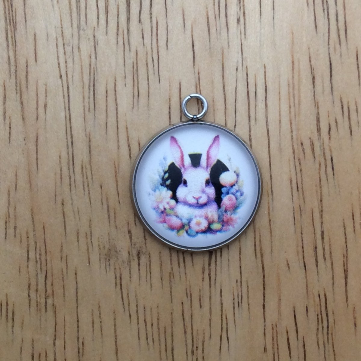 9 Easter Bunny glass cabochon charm