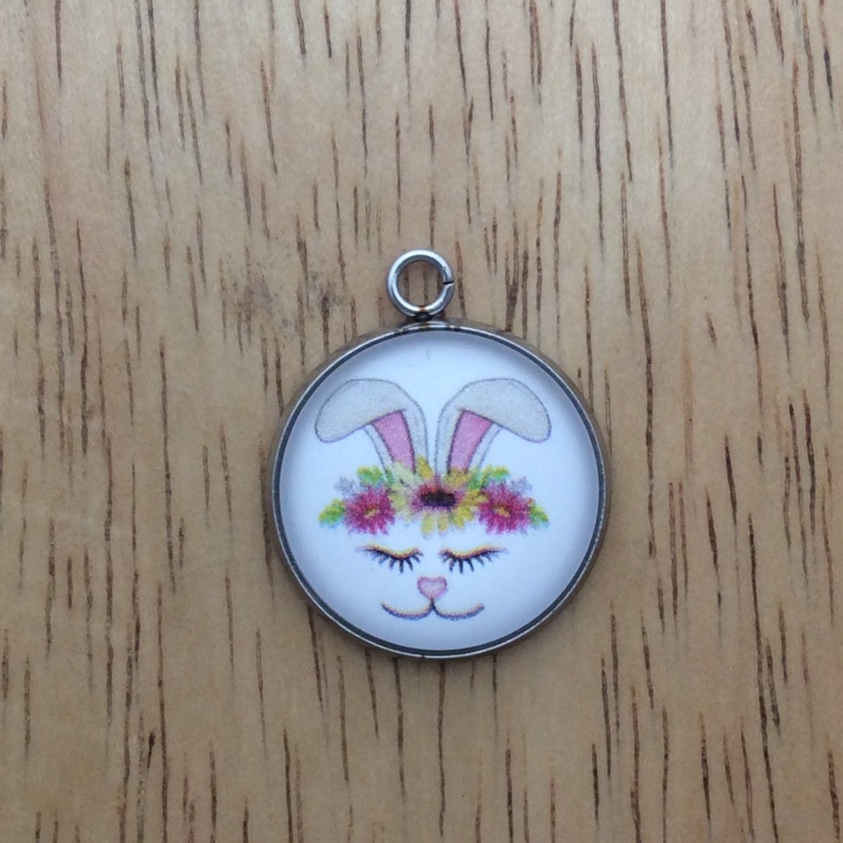 Easter saying themed glass cabochon charm