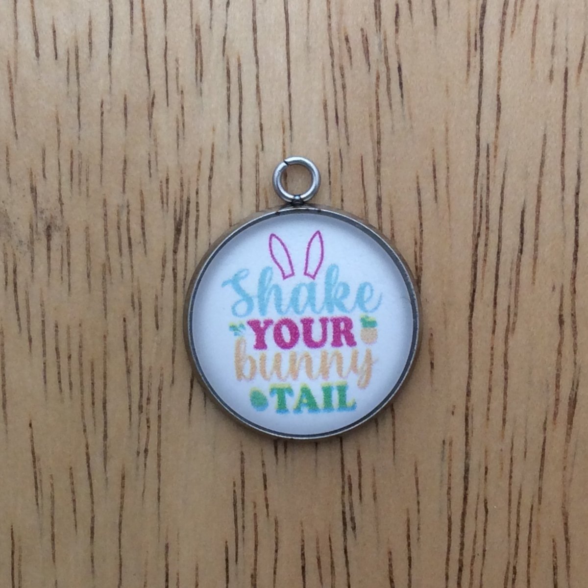 Easter saying themed glass cabochon charm