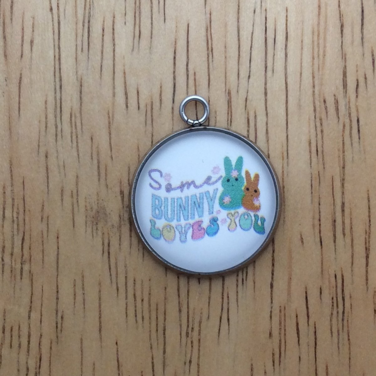 Easter saying themed glass cabochon charm