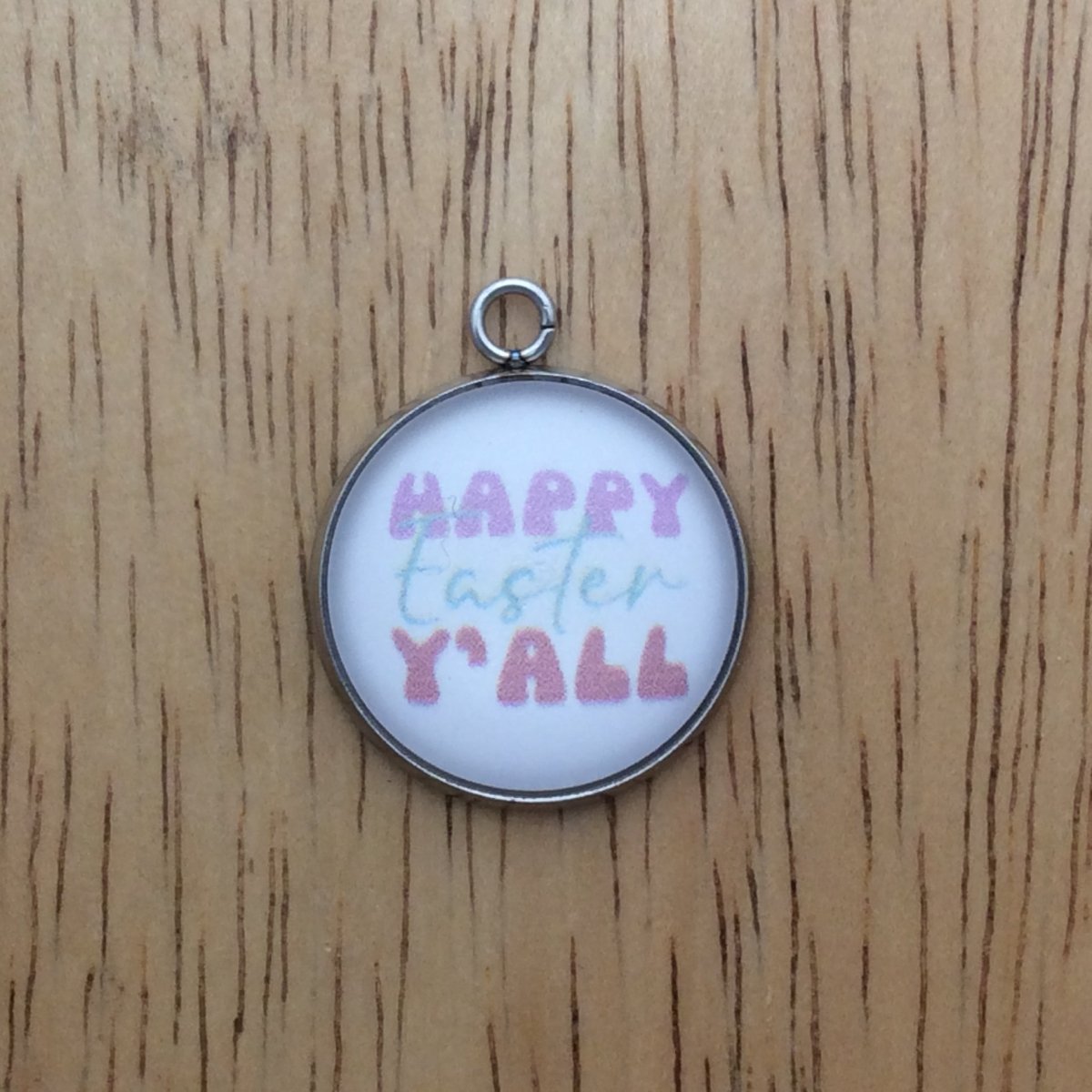 Easter saying themed glass cabochon charm