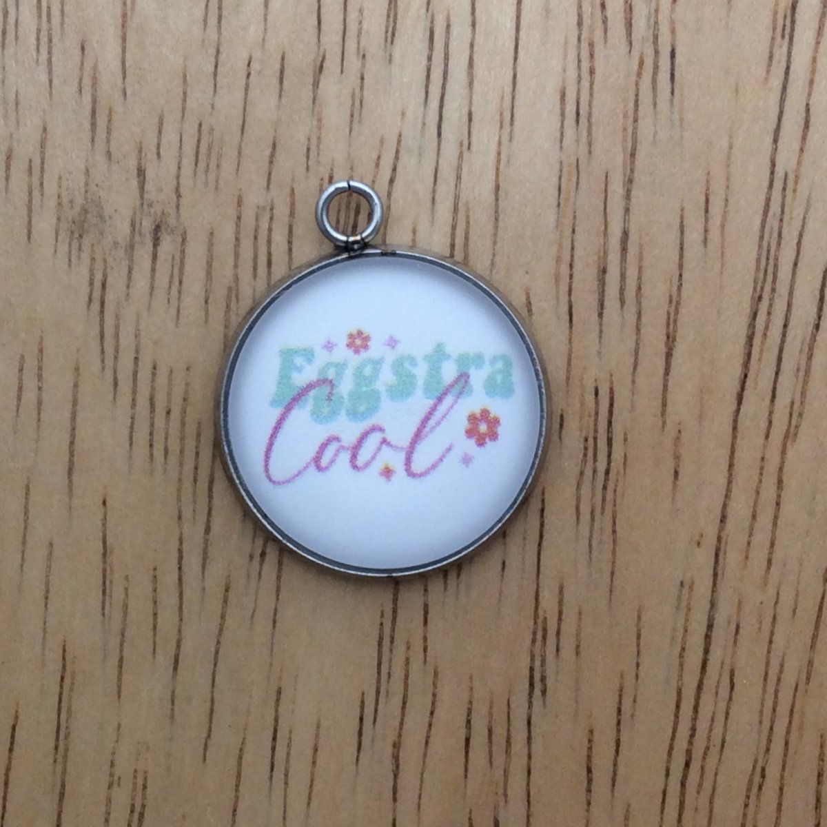 Easter saying themed glass cabochon charm