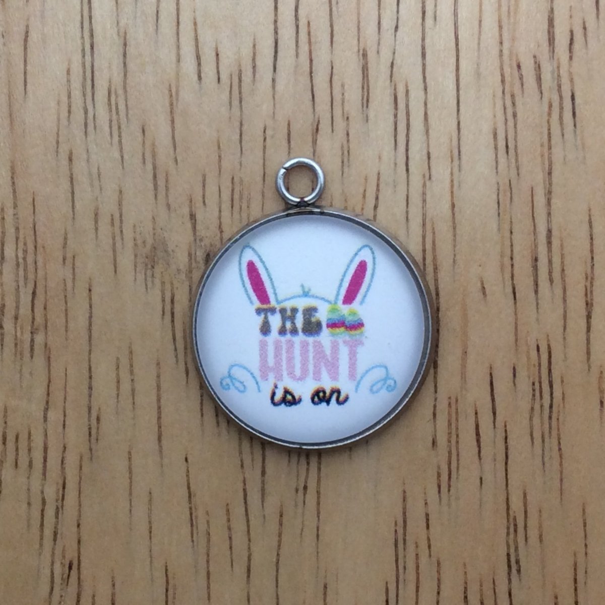 Easter saying themed glass cabochon charm