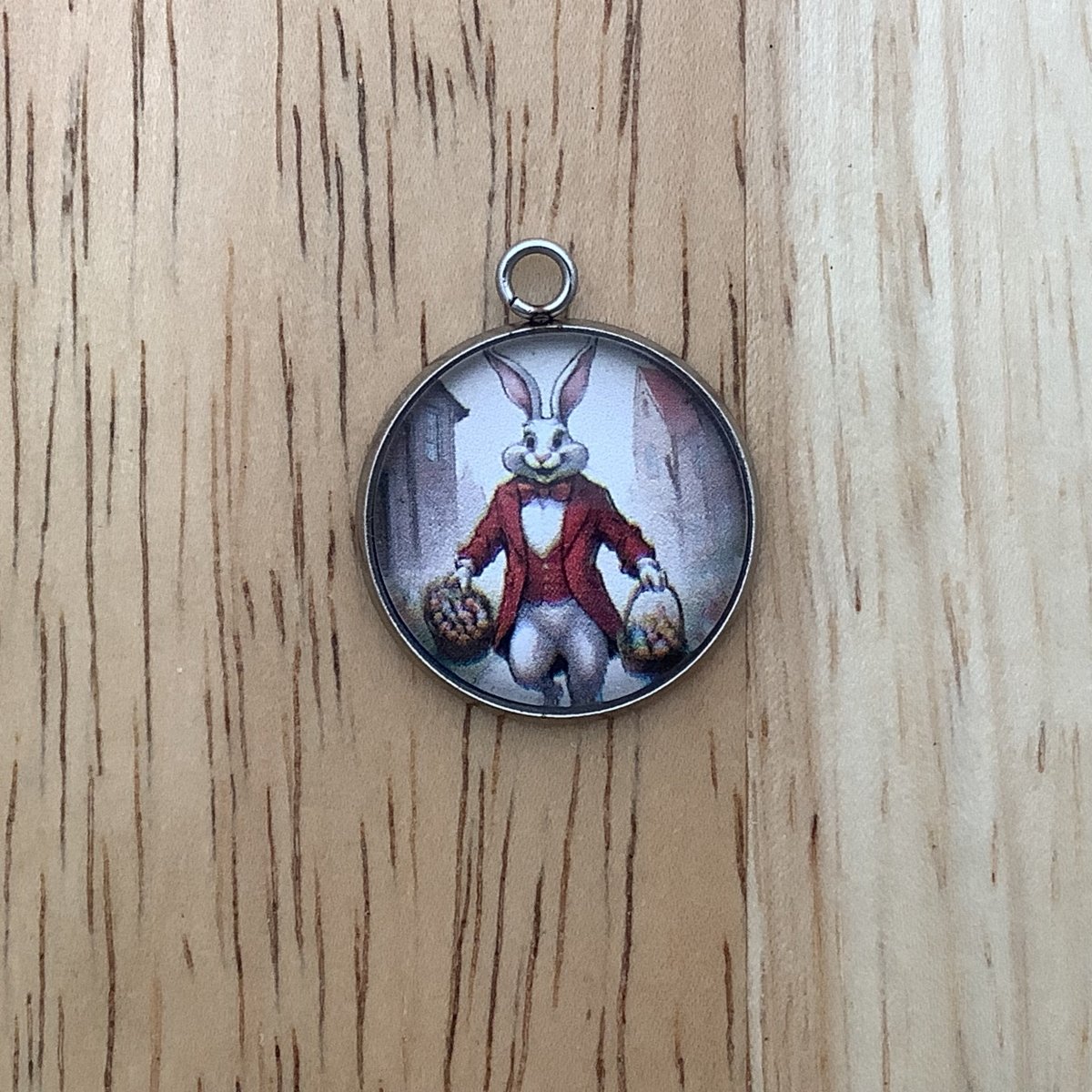 a male bunny wearing a red vest and long coat