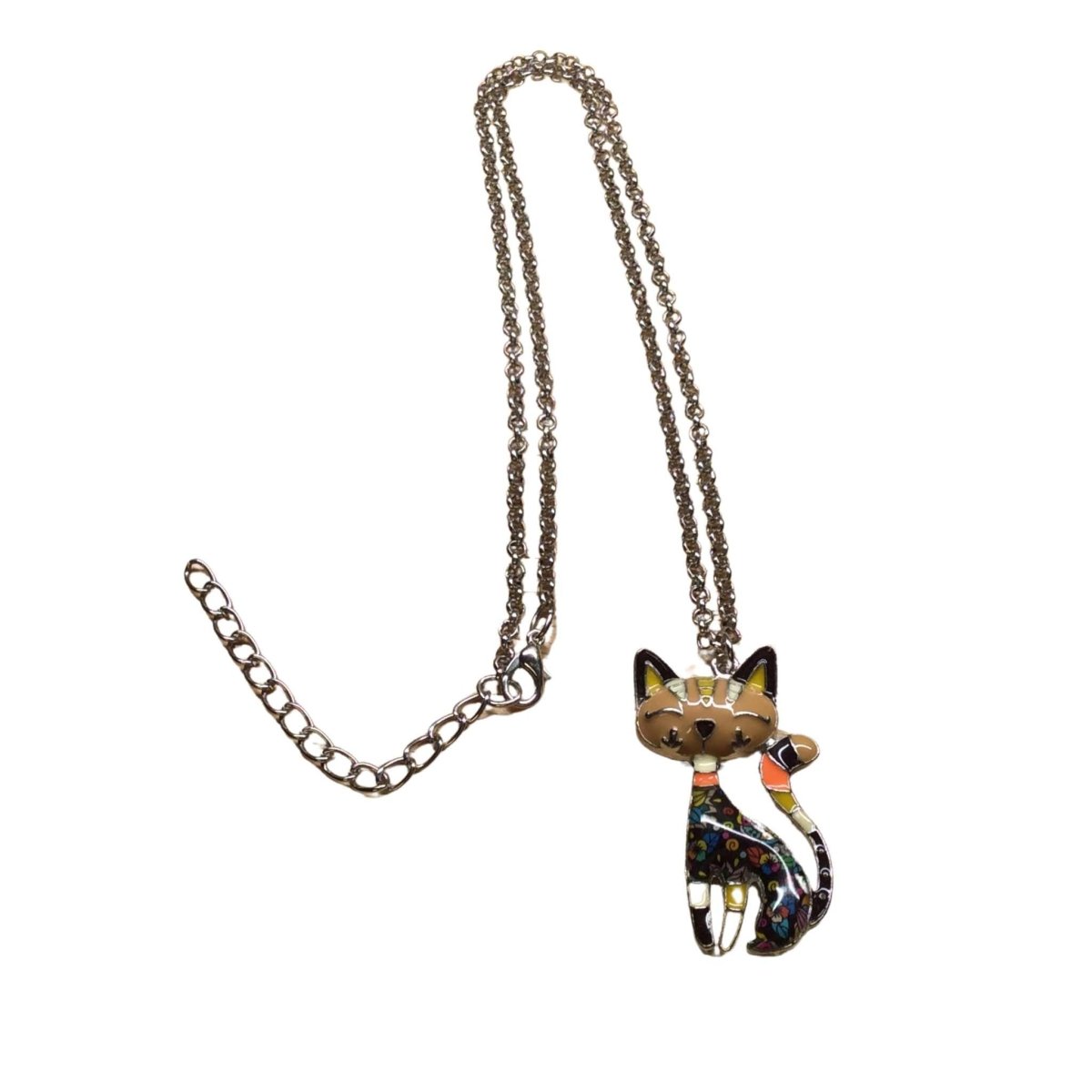 colorful enamel cat pendant necklace