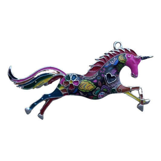 Mosaic Pink enamel unicorn pendant