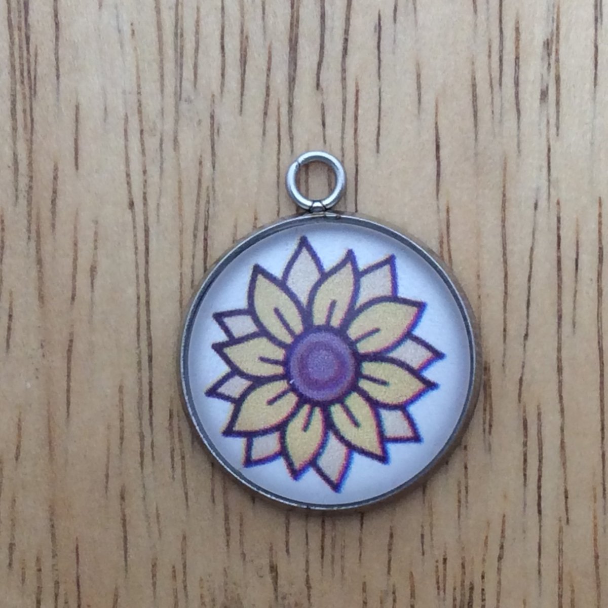 flower doodle glass cabochon charm