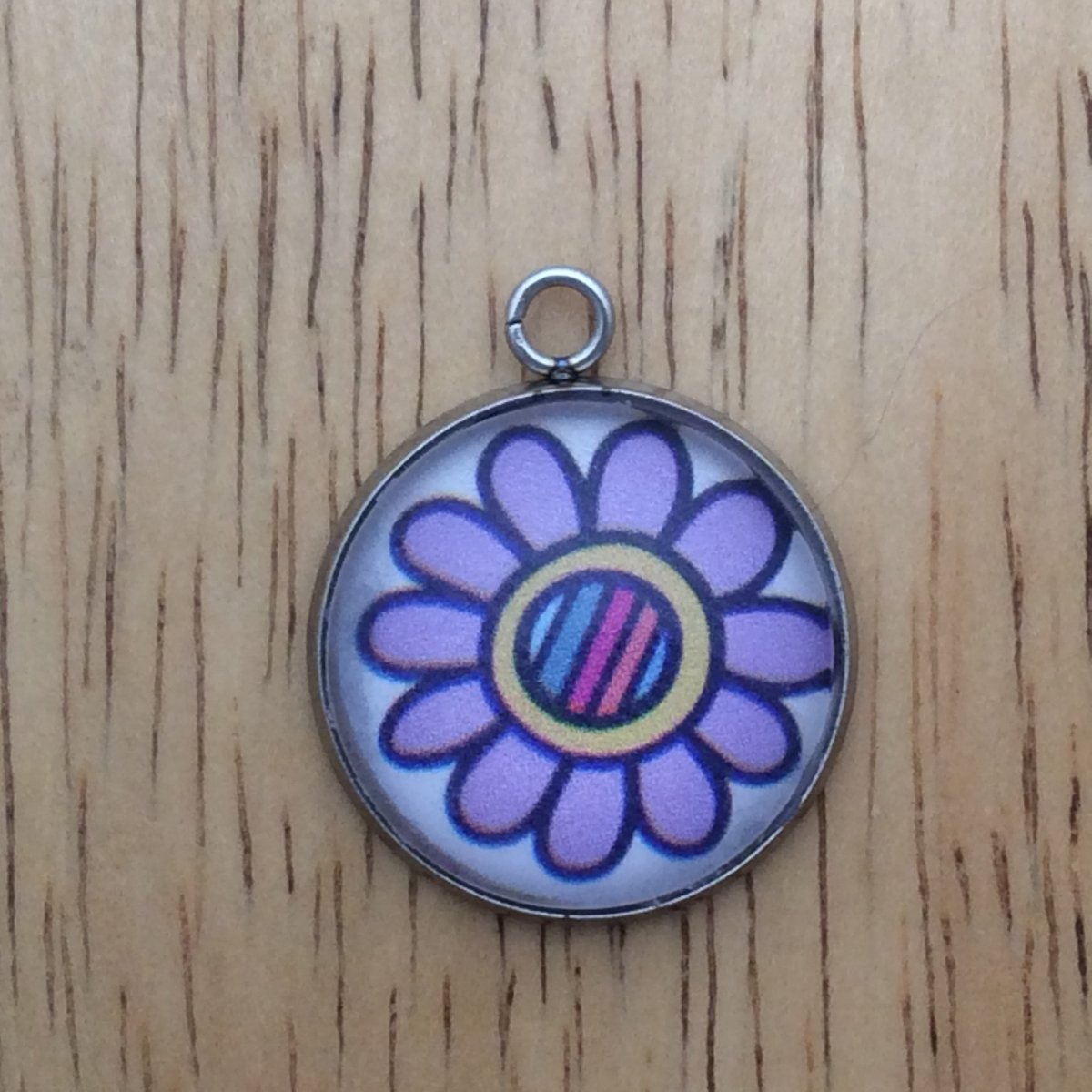 flower doodle glass cabochon charm