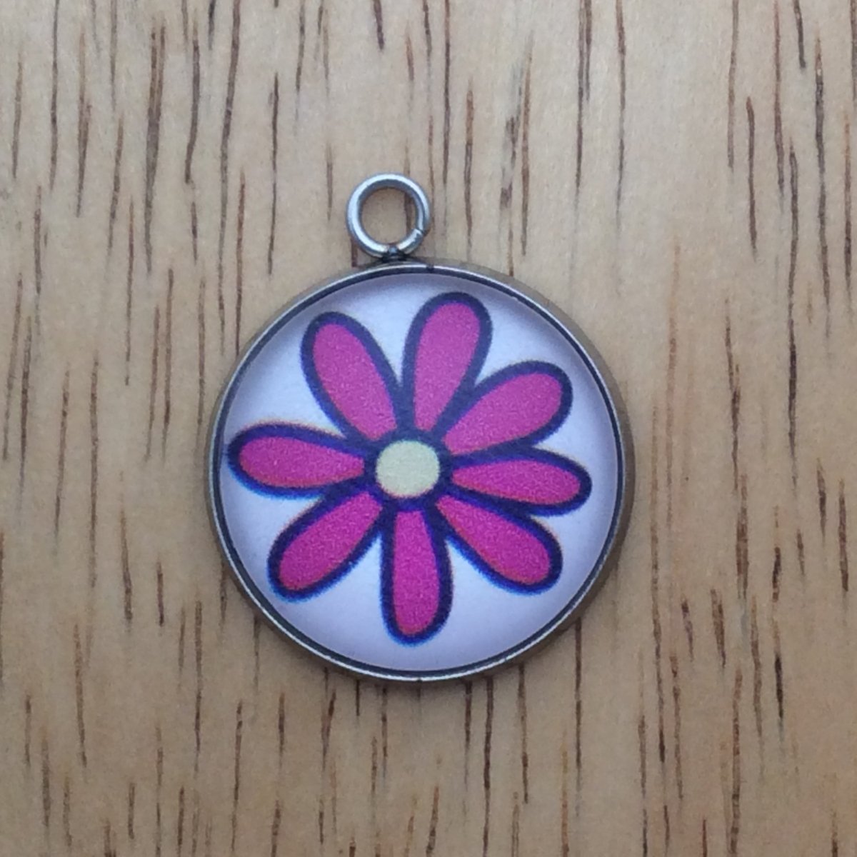 flower doodle glass cabochon charm