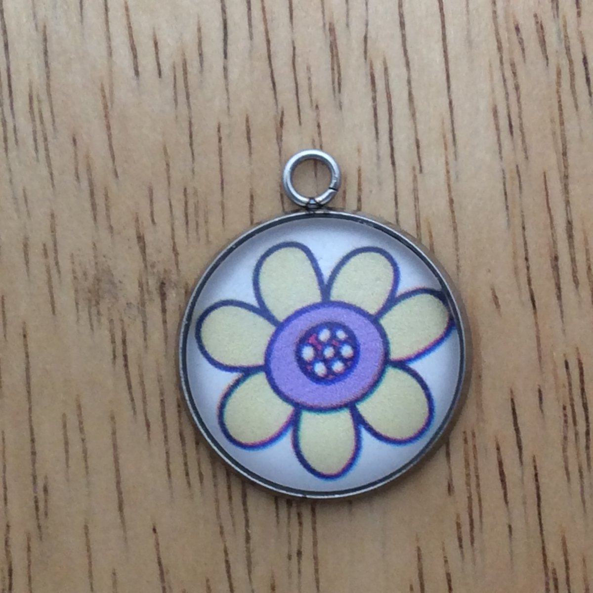 flower doodle glass cabochon charm