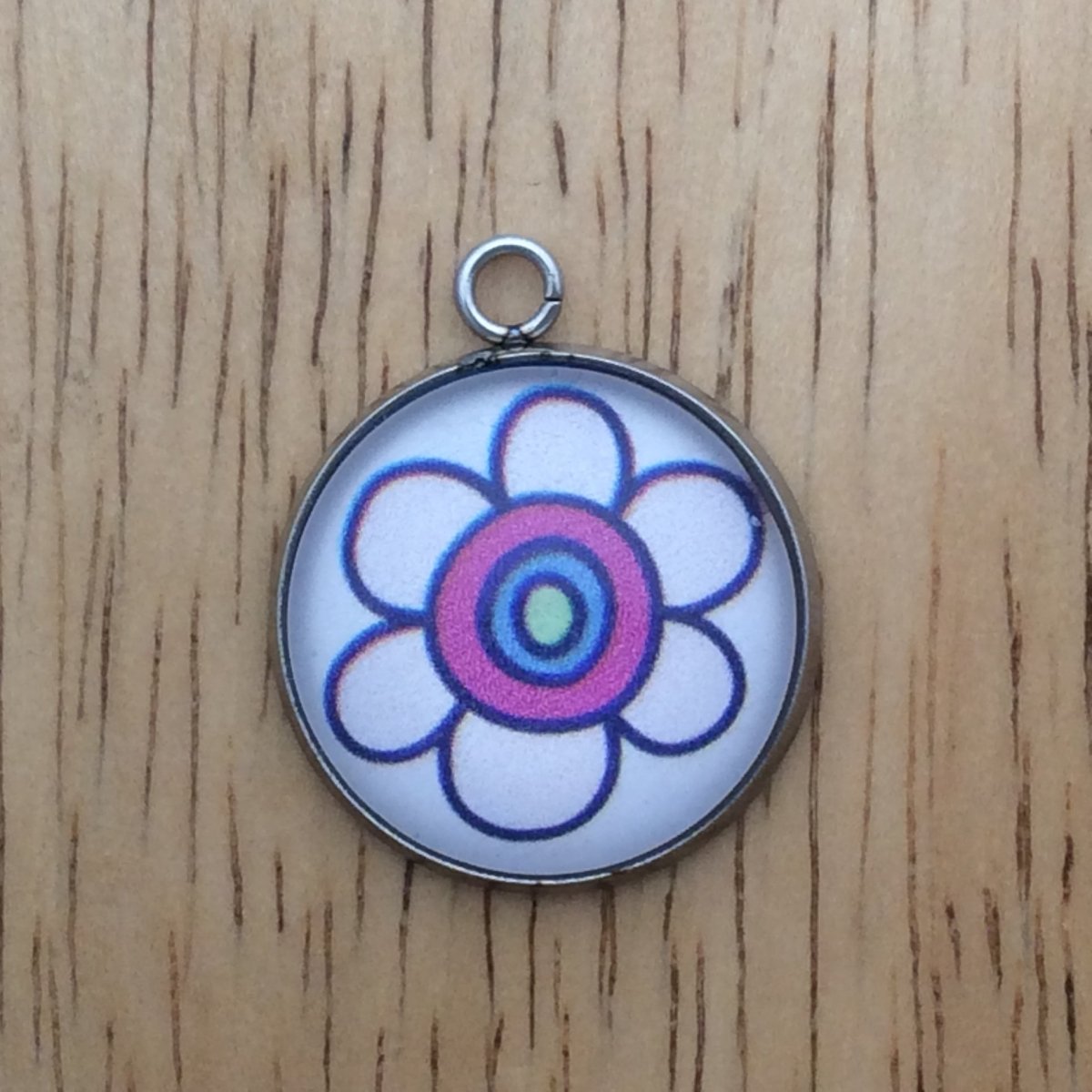 flower doodle glass cabochon charm