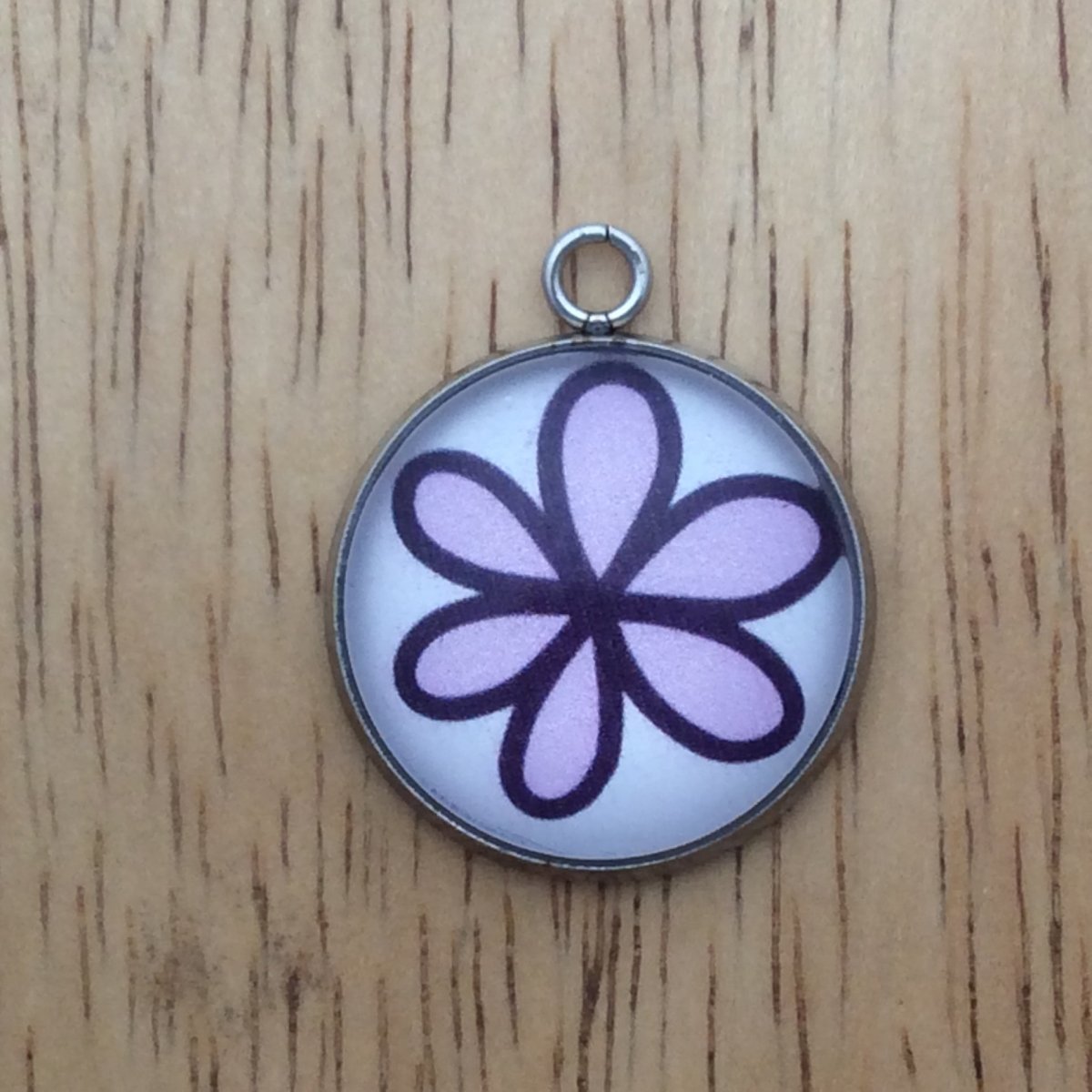 flower doodle glass cabochon charm