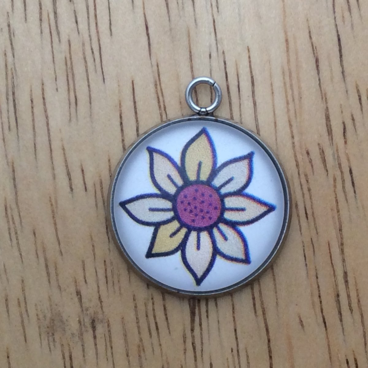 flower doodle glass cabochon charm