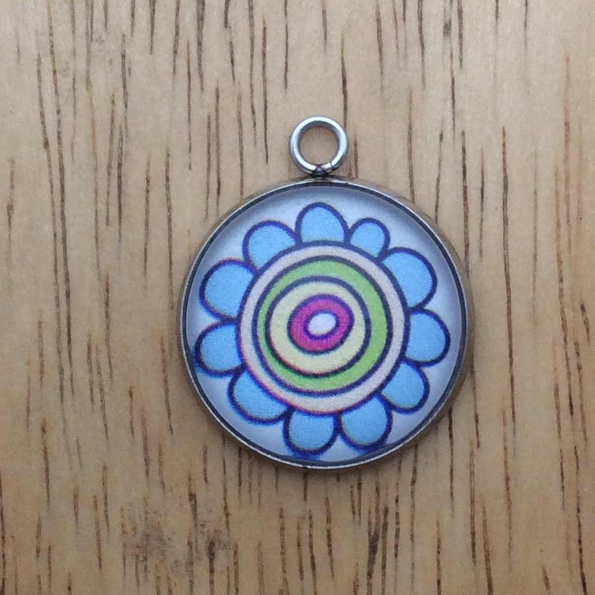 flower doodle glass cabochon charm