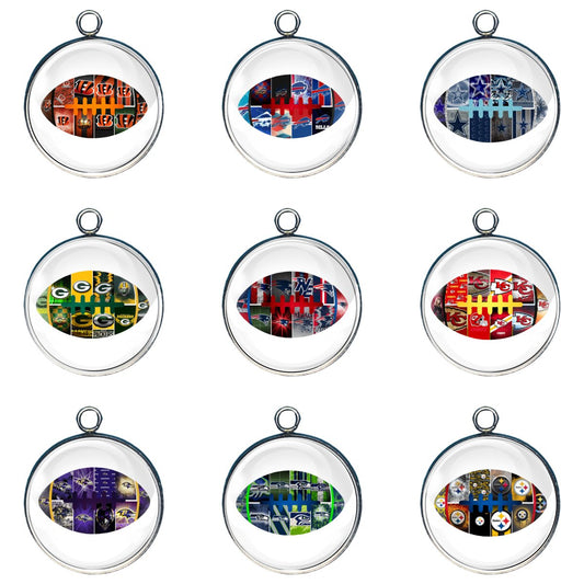 Group of 9 charms featuring football team collages