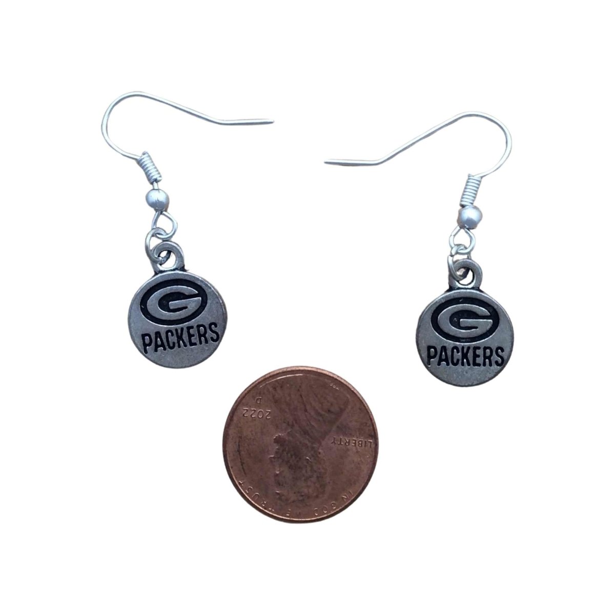 green bay packer earrings with a penny