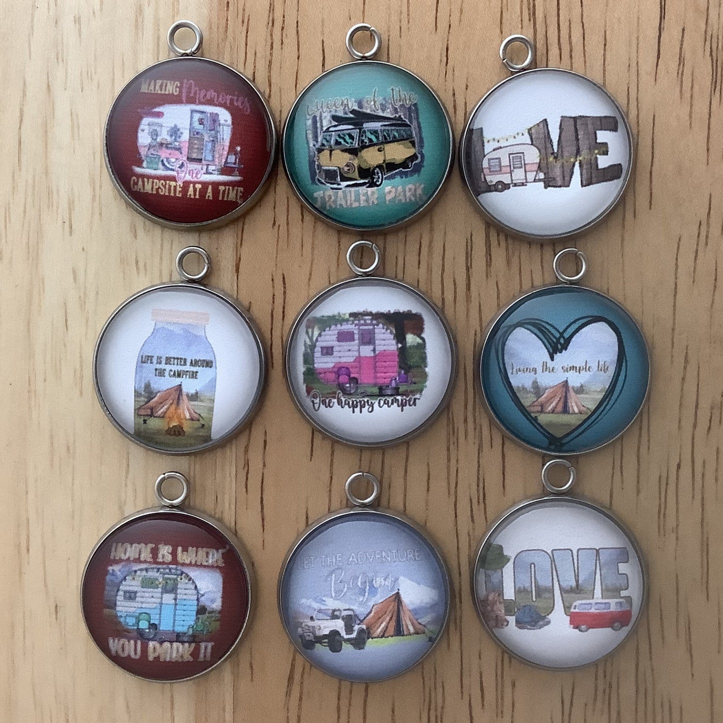 For the Love of Camping Glass Cabochon Charms - ILikeWorms