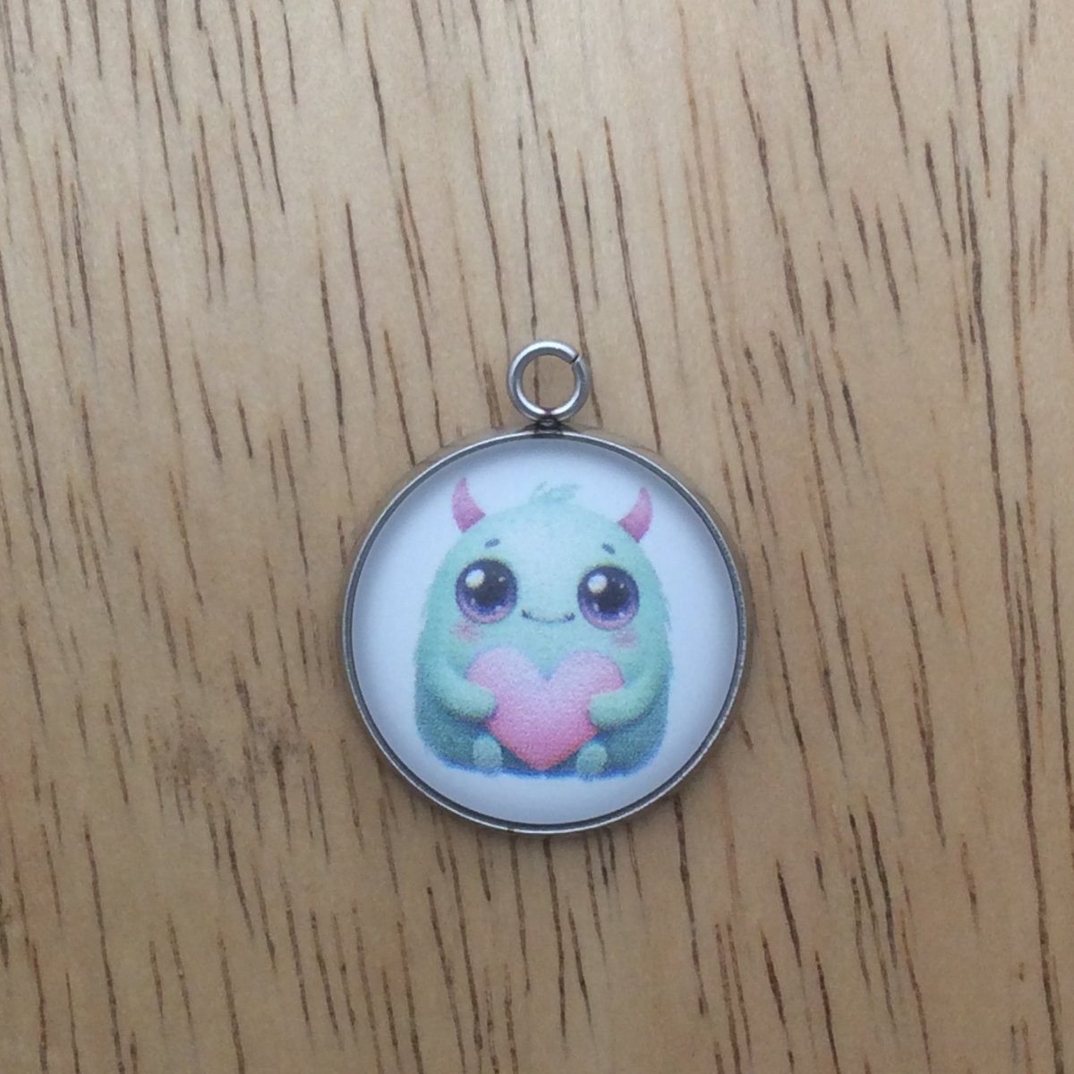 cute monster valentine glass cabochon charm