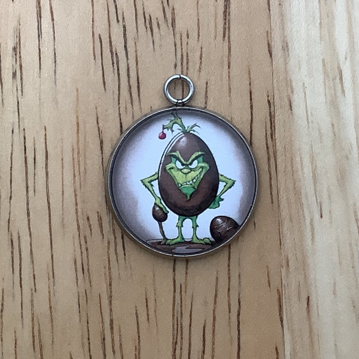a grinchy looking chocolate egg