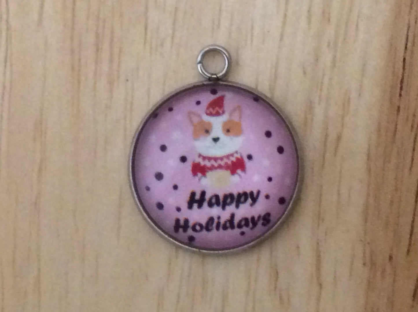 Happy Holiday Glass Cabochon Charms - ILikeWorms