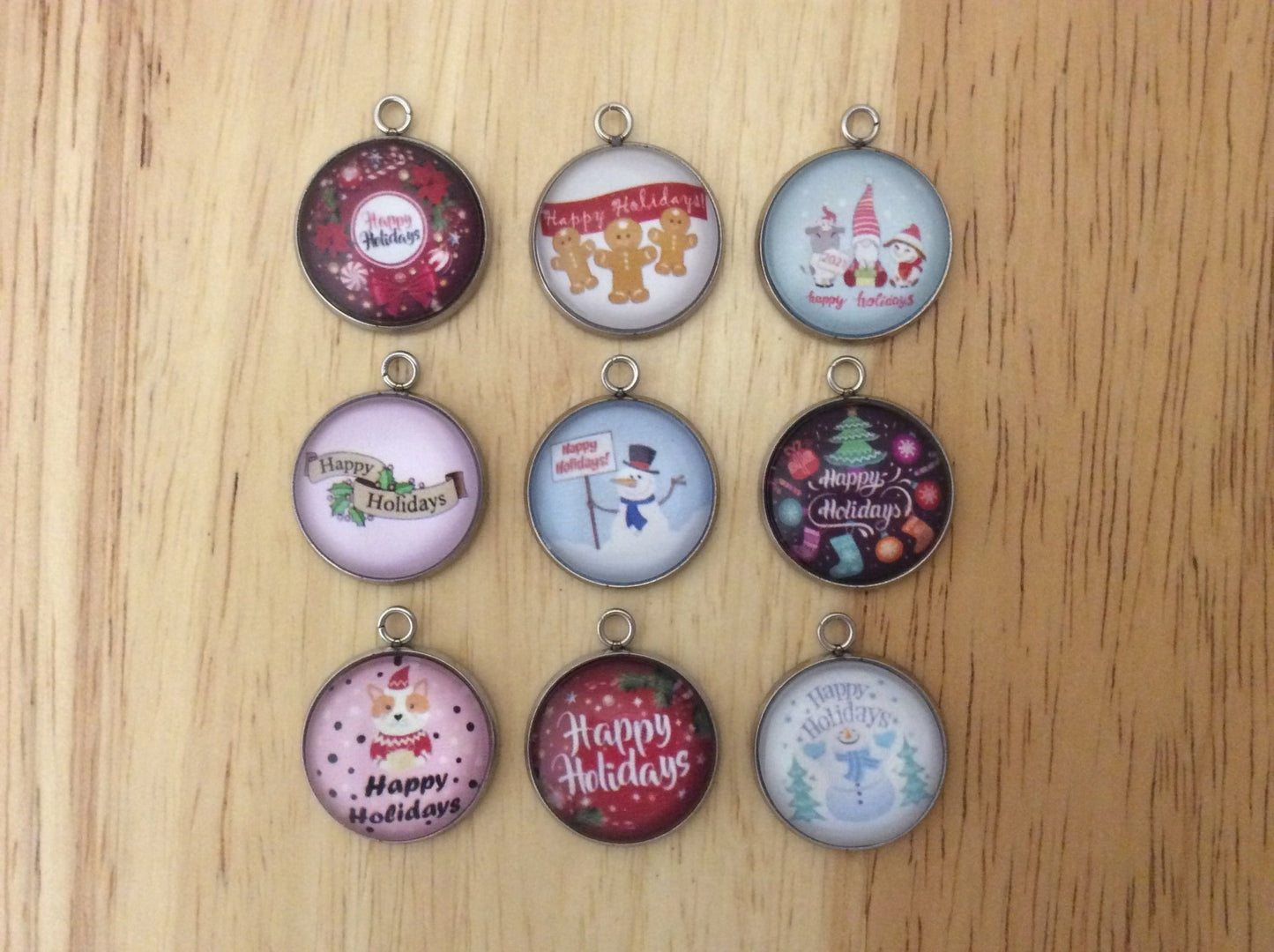 Happy Holiday Glass Cabochon Charms - ILikeWorms