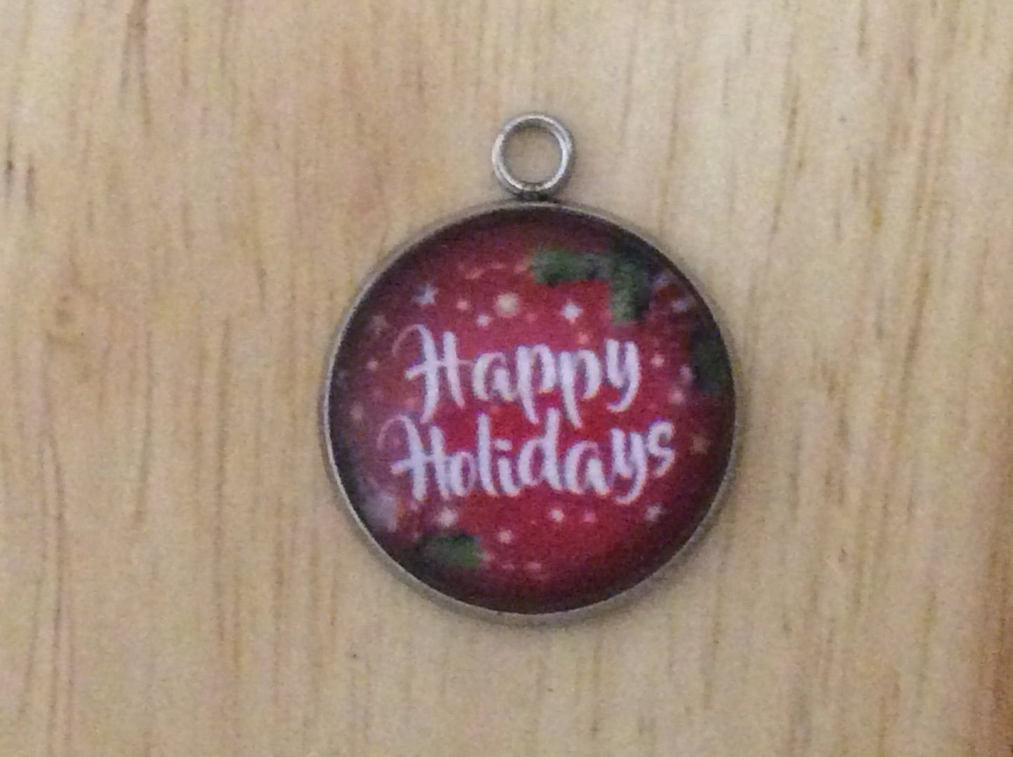 Happy Holiday Glass Cabochon Charms - ILikeWorms