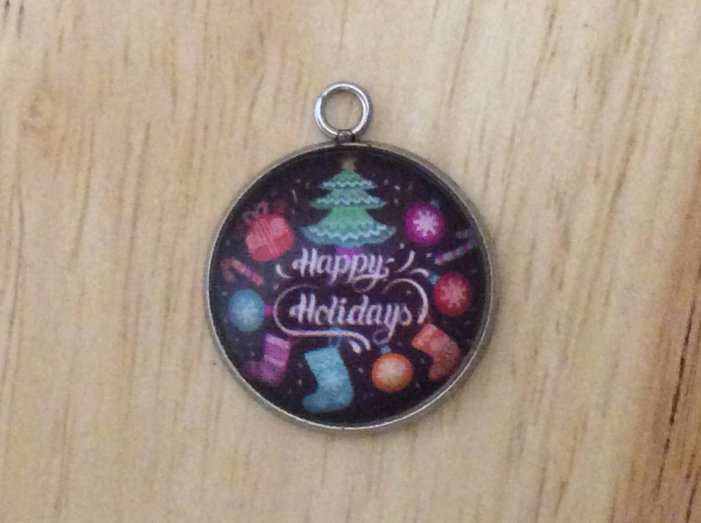 Happy Holiday Glass Cabochon Charms - ILikeWorms