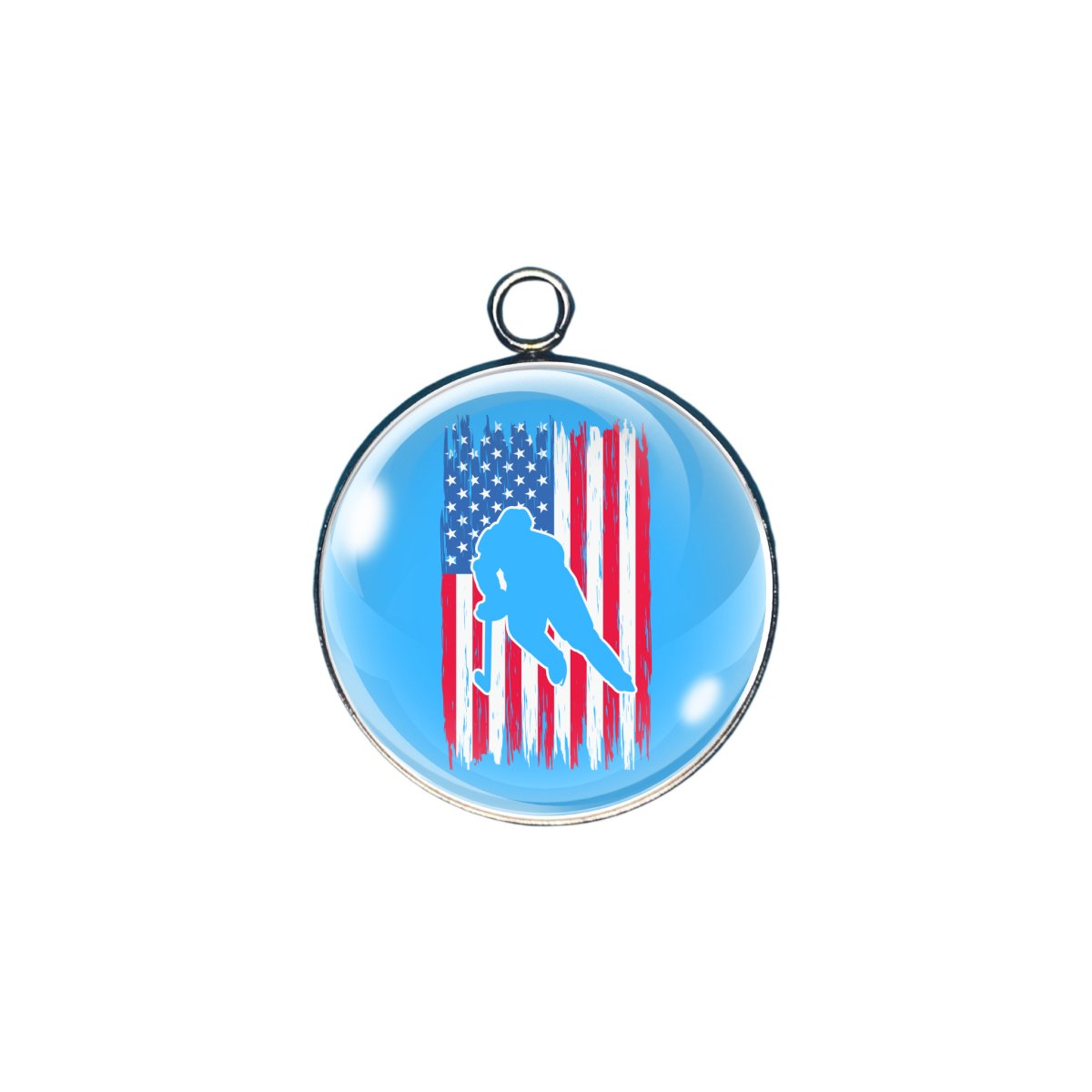 Hockey glass cabochon charm