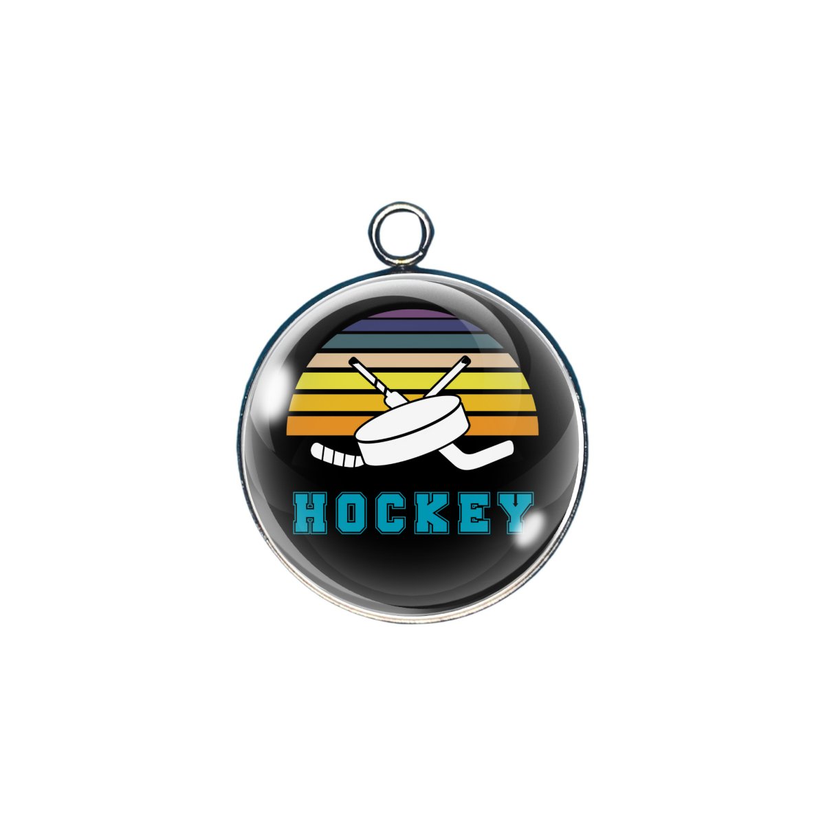 Hockey glass cabochon charm