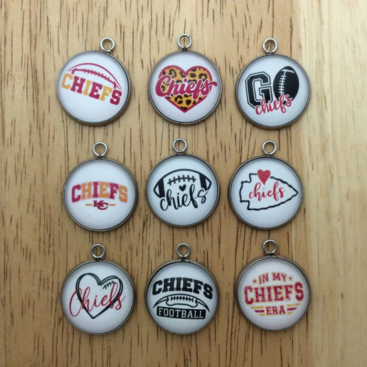 9 Kansas City chiefs glass cabochon charms