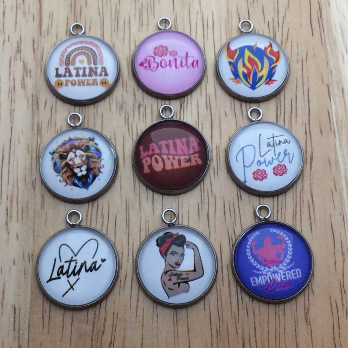 9 Latina Power glass cabochon charms