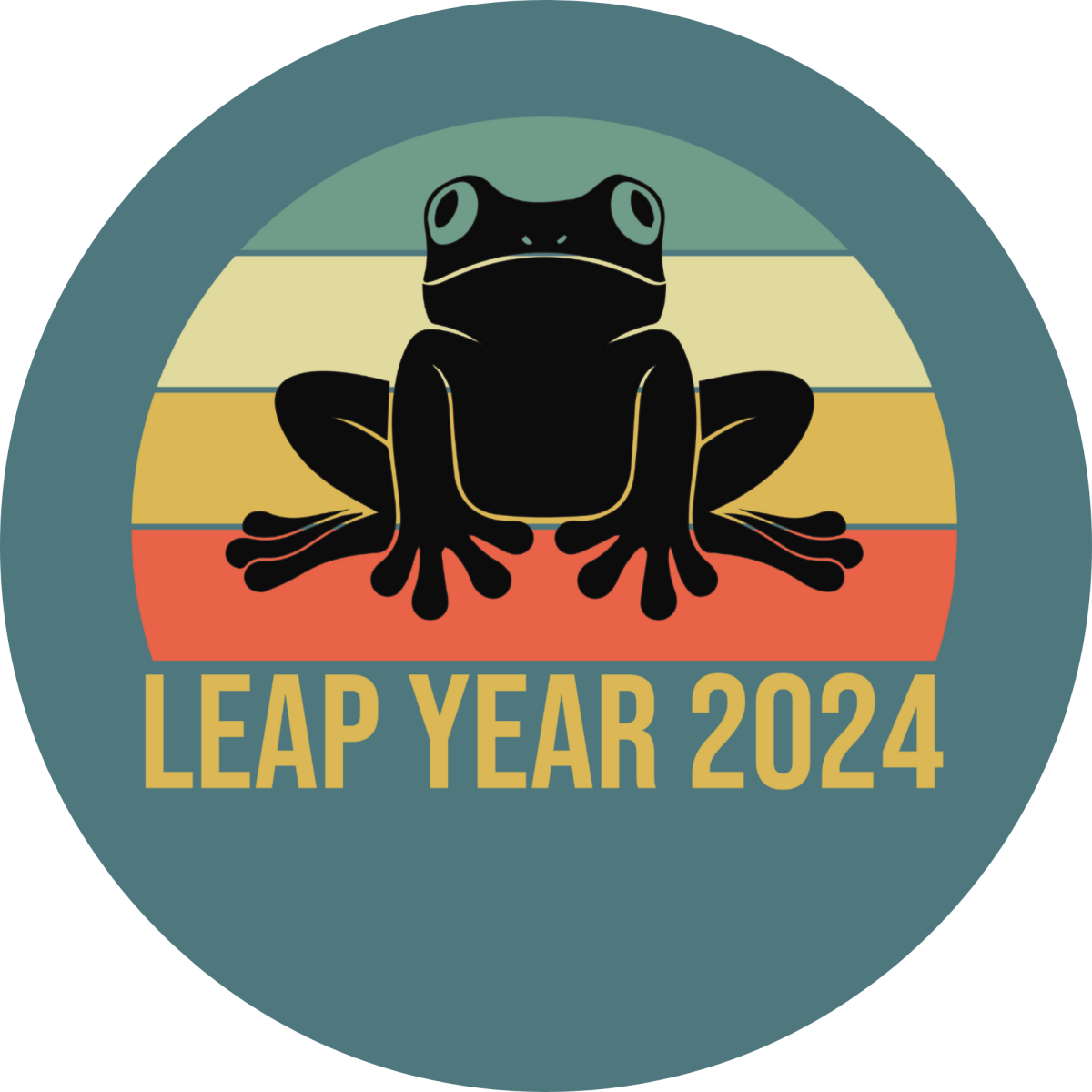 charm option depicting a frog with the words 'leap year 2024' in the retro style and colors